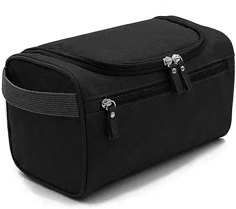 Neceser Hombre Viaje, Bolsa de Aseo Impermeable Gran Capacidad para Colgar, con Malla y Compartimiento con Cremallera, Artículos de Aseo Juego para Hombres, Mujeres, Deporte,Negro  