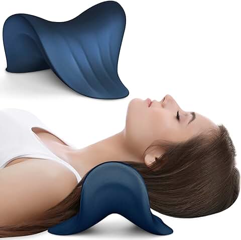 Neck Cloud, Almohada para el Alivio del Dolor de Cuello,dispositivo de Tracción Cervical,almohada para Apoyar - azul  