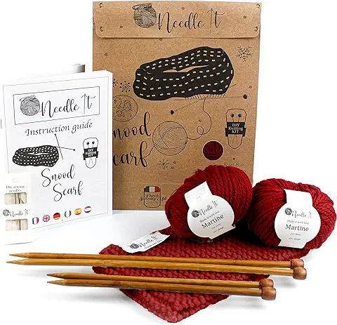 NEEDLE IT® Kit de Punto para Principiantes con Agujas de Tricotar - Snood para Tejer uno Mismo - Para Niños o Adultos - Idea de Regalo - Ocio Creativo -  