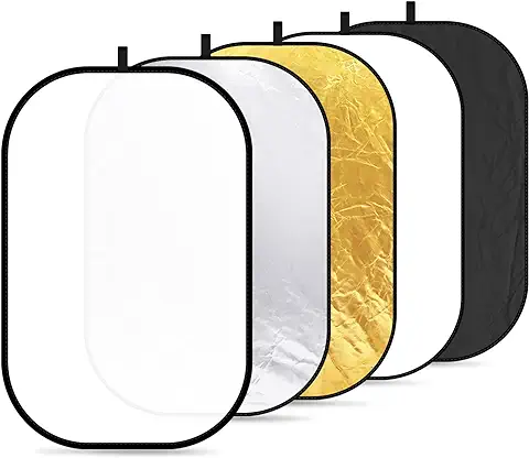 Neewer® 5 en 1 de Oval 120 x 180 cm Plegable Profesional Multi de Disco Reflector de luz Permeable con Superficie, Plata, Negro, Oro, Color Blanco  