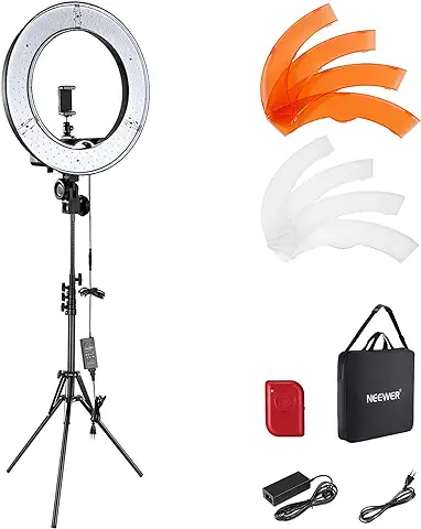 NEEWER Aro de Luz con Trípode: 45cm 55W 5600K Regulable LED Anillo de Luz con Soporte para Móvil, Luz Fotografía Ring Light para Cámara Profesional, Luz Selfie para TikTok/Youtube/Peluquería  