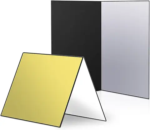 NEEWER Cartón Reflector de Luz para Fotografía, 2 Pack 4 en 1 A4 (17x12 Pulgada/43x30cm) Tablero Difusor de Luz Plegable de Mesa de Estudio para Naturaleza Muerta, Plata/Oro/Blanco/Negro  