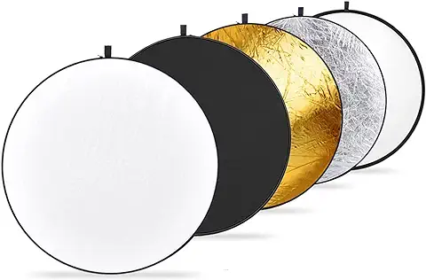 NEEWER Reflector Luz de 32in/80cm Difusor de Luz 5 en 1 Multi Disco Plegable con Bolsa Translúcido, Plateado, Dorado, Blanco y Negro para Iluminación de Fotografía de Estudio y Exteriores  