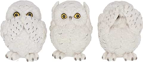 Nemesis Now Owls 8cm Figurine Three Wise Búhos 8 Cm-Figura Decorativa, Blanco, Talla única  