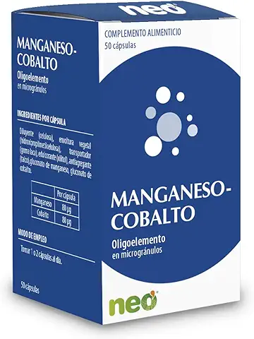 NEO | Manganeso + Cobalto - 50 Cápsulas | Complemento Alimenticio Natural Para Mejorar la Diátesis y Disminuir el Cansancio | Oligoelemento De Alta Pureza | Tomar 1 o 2 Cápsulas Al Día  