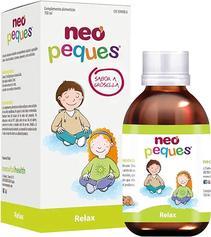 NEO PEQUES | Jarabe Infantil Relax | 150 ml | Para Problemas de Sueño e Inquietud en Niños | Mejora el Bienestar Digestivo | A Base de Plantas Naturales y Oligoelementos | Sabor Grosella  