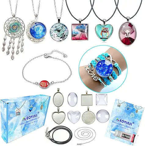 NEOVINSL Hacer Joyas Niñas Collares Manualidades Niñas 6 7 8 9 10 11 12 Años Crea Tus Joyas Kit para Fabricación Joyería Juegos de Bricolaje Ideas Regalo Niña Fiesta Cumpleaños Chicas DIY Set  