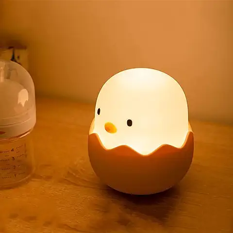 Nestling Luz Nocturna Bebé Niños Luz Táctil LED Lampara Bebe de Silicona Kawaii Chick USB Recargable - Regalos para Niñas Niños  