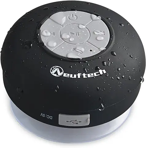 Neuftech Altavoz Bluetooth 5.2 Impermeable Sonido Estéreo con Ventosa para IPhone 14 Plus/Pro/Pro Max/13/12 Mini /11 Pro11 XR XS X/8S Plus 7S 6S 6 para iPad Air,Xiaomi Mi 10 9 8 /Android IOS-Negro  