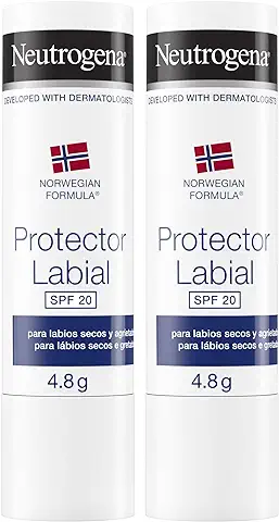 Neutrogena Protector Labial SPF 20 Fórmula Noruega, Protección Solar, Alivio e Hidratación, 4.8 g (Paquete de 2)  