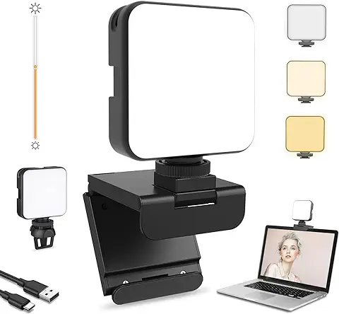 NexiGo Glow Light para Streamers, Kit de Lluminación Mejorada para Videoconferencias con Clip de Estilo Webcam, Rgulable & Recargable, para Streaming, Fotografía, Vlogging  