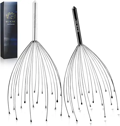 NICEMOVIC [2 Pack] Masajeador de Cabeza con 20 Dedos de Masaje, Manual Masaje y Relajación Circulación, Araña para el Cabello Masajeadores del Cuero Cabelludo(Colores Aleatorios)  