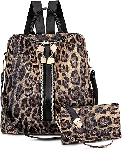 NICOLE & DORIS Mochila Mujer Grande Para Mochilas Mujer Casual Leopardo de Moda Bolso Mochila Mujer Traer Billetera  