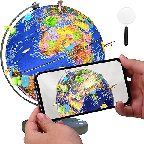 Niest AR Globo Terráqueo 20 cm, Interactivo Mapa Mundi con luz LED, Control de Pantalla Táctil, Carga USB  