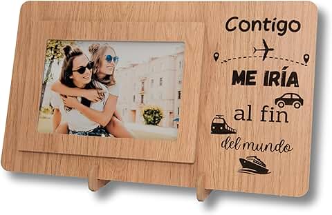 NIRALIS Marco de Fotos con Frases Originales Portafoto 10x15 - Regalos para Novios, Novias, San Valentin, Parejas y Amigos (Contigo)  