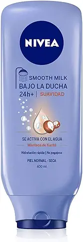 NIVEA Bajo la Ducha Smooth Milk (1 x 400 ml) Leche Corporal para la Ducha, Hidratante con Manteca de Karité para el Cuidado de la piel seca y Normal (4005900007971)  