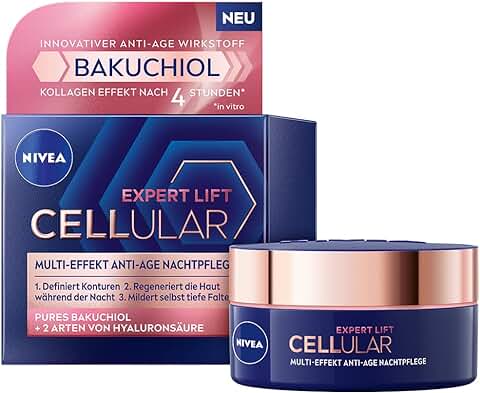 NIVEA Cellular Expert Lift Multi-Efecto Cuidado de Noche Anti-Age, Crema de Noche Hidratante para una Piel más Joven, Crema Facial Anti-Age con Ácido Hialurónico  