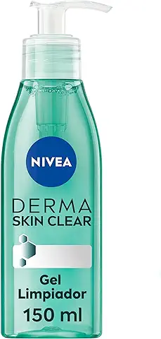 NIVEA Derma Skin Clear Gel Limpiador (150 ml), Limpiador Facial para Pieles Propensas a Imperfecciones con Fórmula Vegana, Limpiador de Poros  