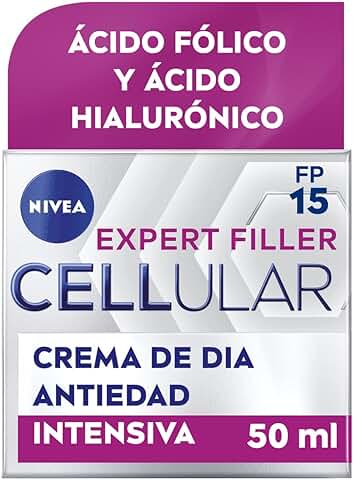 NIVEA Hyaluron Cellular Expert Filler Crema de Día FP15 (1 x 50 ml), Crema Antiarrugas con ácido Hialurónico y ácido Fólico, Crema Antiedad con Efecto Rellenador 24 Horas  