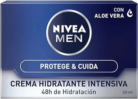 NIVEA MEN Protege & Cuida Crema Hidratante Intensiva (1 x 50 ml), Crema Facial Hidratante con aloe Vera, Crema para Hombres con la piel muy Seca, Nutre e Hidrata  