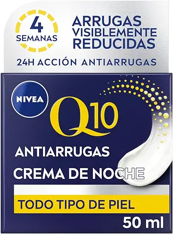 NIVEA Q10 Power Antiarrugas Cuidado de Noche (50 ml), Crema Antiarrugas Hidratante, Crema de Noche para Reducir las Arrugas, Crema Reafirmante Facial, Crema Facial con Q10  