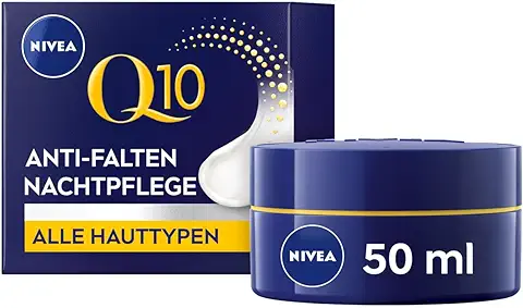 NIVEA Q10 Power Crema de noche regeneradora antiarrugas (50 ml), cuidado facial reafirmante para todo tipo de pieles, crema de noche con doble efecto con coenzima Q10 y creatina
