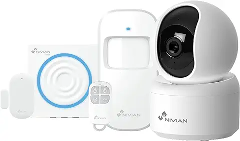 Nivian-Sistema de Alarma para Casa y Negocios Sin Cuotas Mensuales | Kit de Alarma WiFi con Control Remoto a Través de App Tuya | Función SOS | Fácil Instalación Sin Cables  