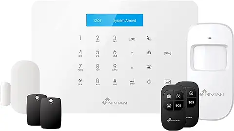 Nivian - Sistema de Alarma para Casa y Negocios Sin Cuotas Mensuales | Kit de Alarma WiFi/gsm | Control Remoto a Través de App Tuya | Fácil Instalación Sin Cables | Hasta 60 Detectores  