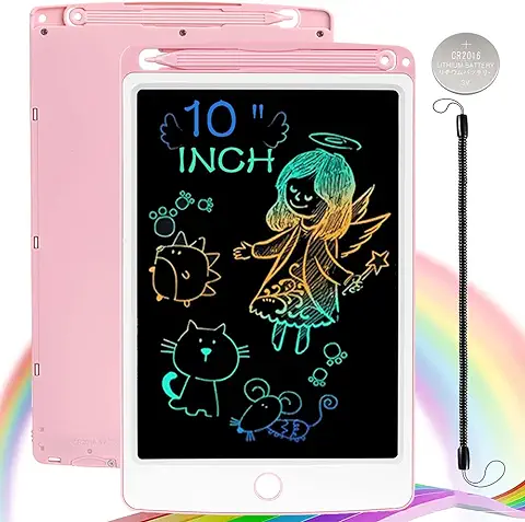 NOBES Tableta de Dibujo Pizarra 10 Pulgadas Color, Tableta Escritura LCD Educativo Infantil Dibujo, Juguetes para 3 4 5 6 Años Niños Regalo Niña (Rosa)  