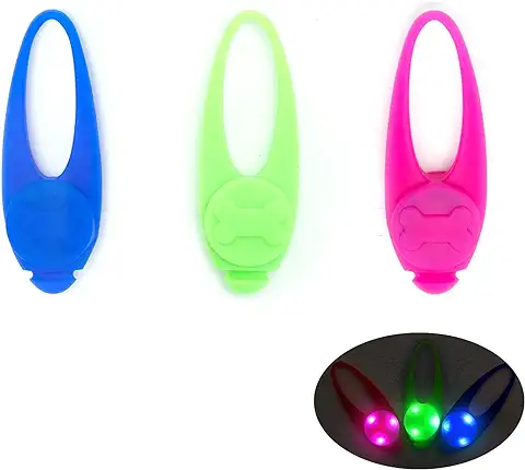 Nobleza Luz LED de Silicona para Collar de Perro,Luz de Seguridad para Mascotas Impermeable para Caminar de Noche Accesorios de Perros,3 Modos，L8*W3.2CM(1 Pcs)  