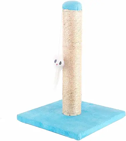 Nobleza – Poste Rascador para Gatos de Sisal con Juguete. Pequeño, Color Azul. Medidas: 25 * 25 * 35 cm  