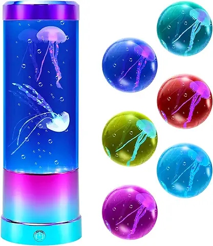 Noetoy Lámpara de Lava,Mini Meduse Nightlight Ocean Iluminación LED Alimentación por USB/Pila, Lámpara Ambiente para Navidad, Cumpleaños, San Valentín, Halloween, Regalo para Mamá Papá hija (azul  