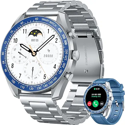 NONGAMX Reloj Inteligente Hombre Smartwatch con Llamadas: Smart Watch Podometro Pulsometro Presion Oxigeno 100+ Modos Deportivo Impermeable Arterial Pulsera Actividad para Android IOS(Redondo)  