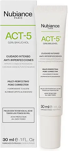 NUBIANCE - ACT-5 - Crema Antiacné para la cara 30ml Anti Espinillas - Para todo tipo de piel - Regulación del sebo - Anti Imperfecciones - Tratamiento Eficaz del Acné - Sin Efecto de Sequedad  