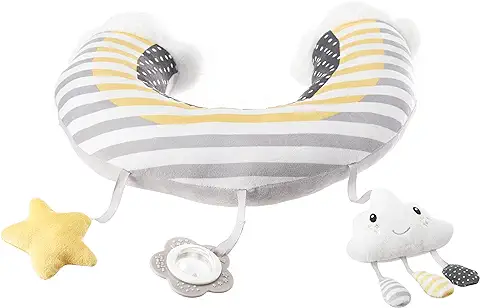 Nuby Cloud & Star Pillow Almohada Tummy Time, Rodillo de Tiempo de Barriga Nube y Estrella, Color Gris, 1 Count (Pack of 1) (99829)  