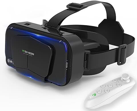 [Nuevo] 3D VR Gafas de Realidad Virtual, Disfruta de los Mejores Juegos y Videos (con Controlador Bluetooth), Compatible 5 Inch - 7 Inch Pulgadas Smartphone Amplia Compatibilidad por Android/Phone  