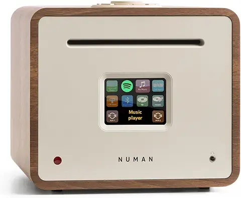 NUMAN Unison Retrospective - Radio por Internet, Receptor Todo en uno, Amplificador, CD, Dab +, FM, Bluetooth, USB, 2 x 40 Vatios RMS, Spotify, Madera  