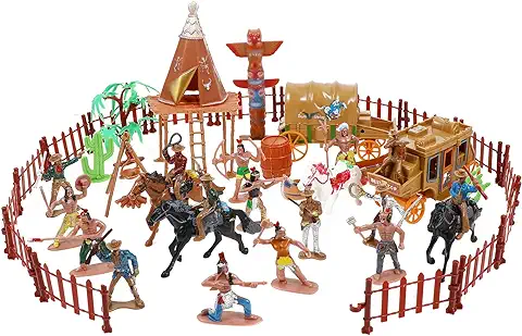 NUOBESTY Figuras de Vaqueros del Oeste Modelo de Figura de Nativo Americano Juguetes de Soldados de Acción de Los Indios Juego de Vaquero Occidental para Niños Juguetes Educativos para  