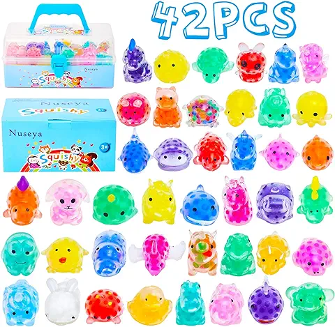 Nuseya 42 Piezas Squishy Juguetes Mochis Squishy Fidget Toy Escuisis Kawaii Squeeze Toys Squishy Regalos Cumpleaños Niños con Caja de Almacenamiento Squishy Juguetes para Animales No Duplicados  