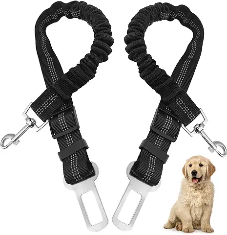 Nutabevr 2 Piezas Cinturón de Seguridad de Coche Universal para Todos los Perros con Longitud Ajustable - Arnés para Mascotas con Acero Inoxidable - Mosquetón para Gatos  