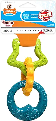 Nylabone Juguete Masticable en Forma de Hueso para la Higiene Dental de Perros con Mordida Agresiva, Hueso con Textura, Mezcla de Sabores, para Cachorros de Hasta 11 Kilos 119 g  