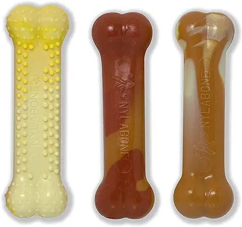 Nylabone Juguete Masticable para Higiene Dental en Forma de Hueso para Perros con Mordida Agresiva, Triple Pack, Frenesí de Sabor, para Perros Adultos de Hasta 11 Kilos 135 g  