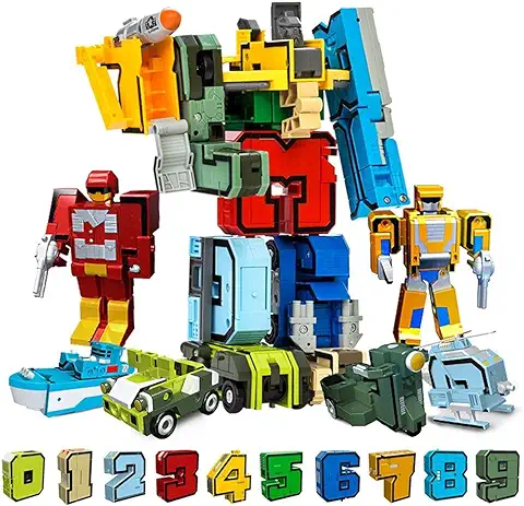 OBEST Juguetes DeformacióN NuméRica, 15 SíMbolos Digitales Transforman Tanque/HelicóPtero/Submarino/Robot Ensamblados, Juego Bloques ConstruccióN Educativos para NiñOs, Regalo EducacióN Aprendizaje  