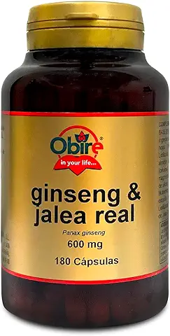 Obire | Ginseng + Jalea Real 600 mg | 180 Cápsulas | Ayuda a Aumentar tu Rendimiento Físico y Mental | Ayuda para Combatir el Cansancio | Rico en Vitaminas y Minerales