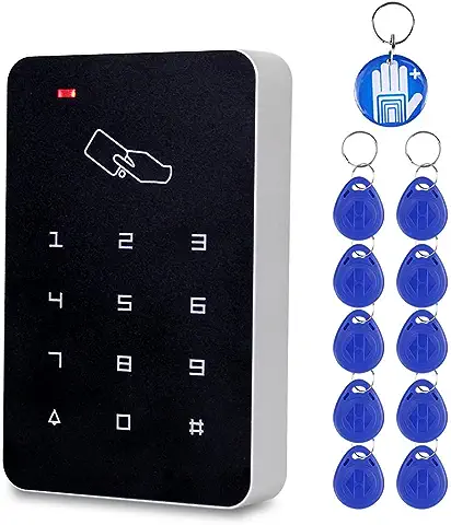 OBO HANDS RFID Lector de Tarjetas de Control de Acceso Independiente con Digital Teclado + 10 TK4100 Teclas para Hogar/apartamento/Sistema de Seguro de Fábrica  