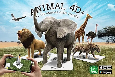 Octagon Studio Animal 4D+ Tarjetas de Realidad Aumentada Aprende el Alfabeto, el Idioma y la Vida Silvestre con 26 Tarjetas Interactivas, Aplicación Gratuita y Modo de Detective de Animales  