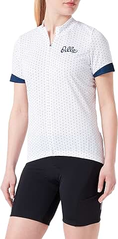 Odlo Essentials_411961 Camiseta de Ciclismo con Cremallera y Estampado Mujer (Pack de 1)  