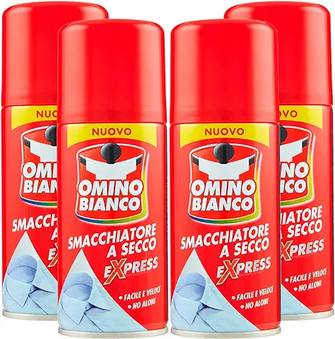 Omino Bianco - Producto Específico para Eliminar Manchas Intensas, Quitamanchas en Spray seco Expess, Acción Inmediata sin Halos, 4 Botes de 125 ml.  