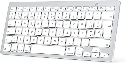 OMOTON Teclado Bluetooth Inalámbrico para Apple MacBook Pro/Air, IMac, iMac Pro, Mac Mini, Mac Pro, QWERTY ES Layout, Diseño Específico para Mac, Plata  