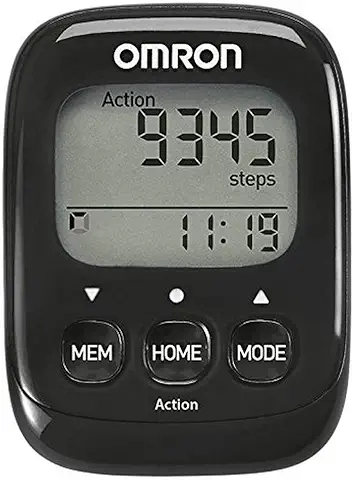 OMRON Walking Style IV Podómetro con Sensor 3D Preciso para Medir Pasos, Distancia, Pasos Normales y Aeróbicos y Calorías Quemadas, Negro  